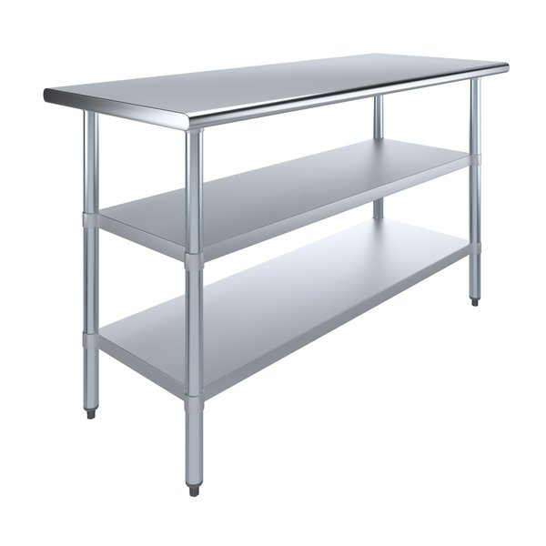 Amgood 30x60 Prep Table with Stainless Steel Top and 2 Shelves AMG WT-3060-2SH